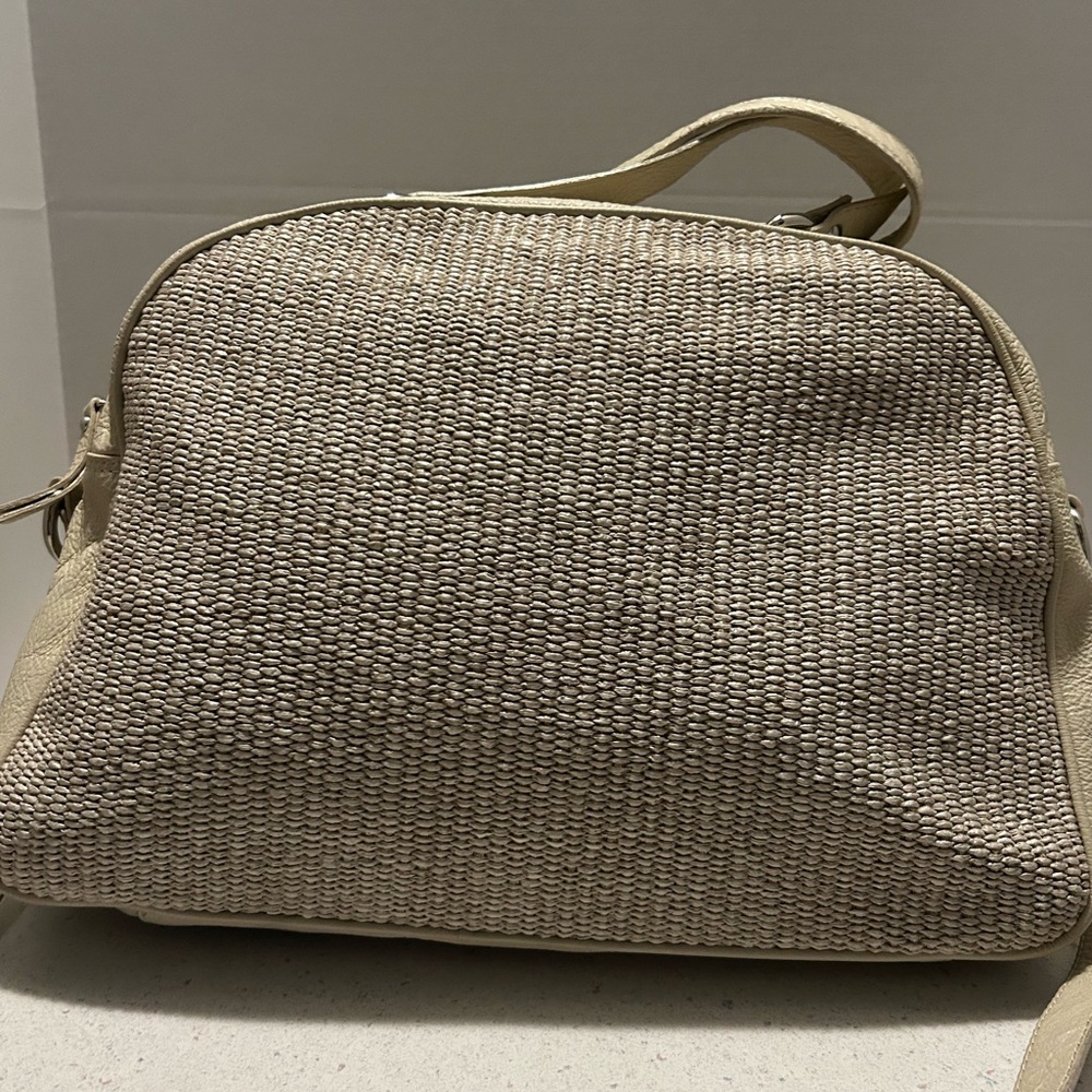 Pulcati Italian Leather and Woven Shoulder Bag